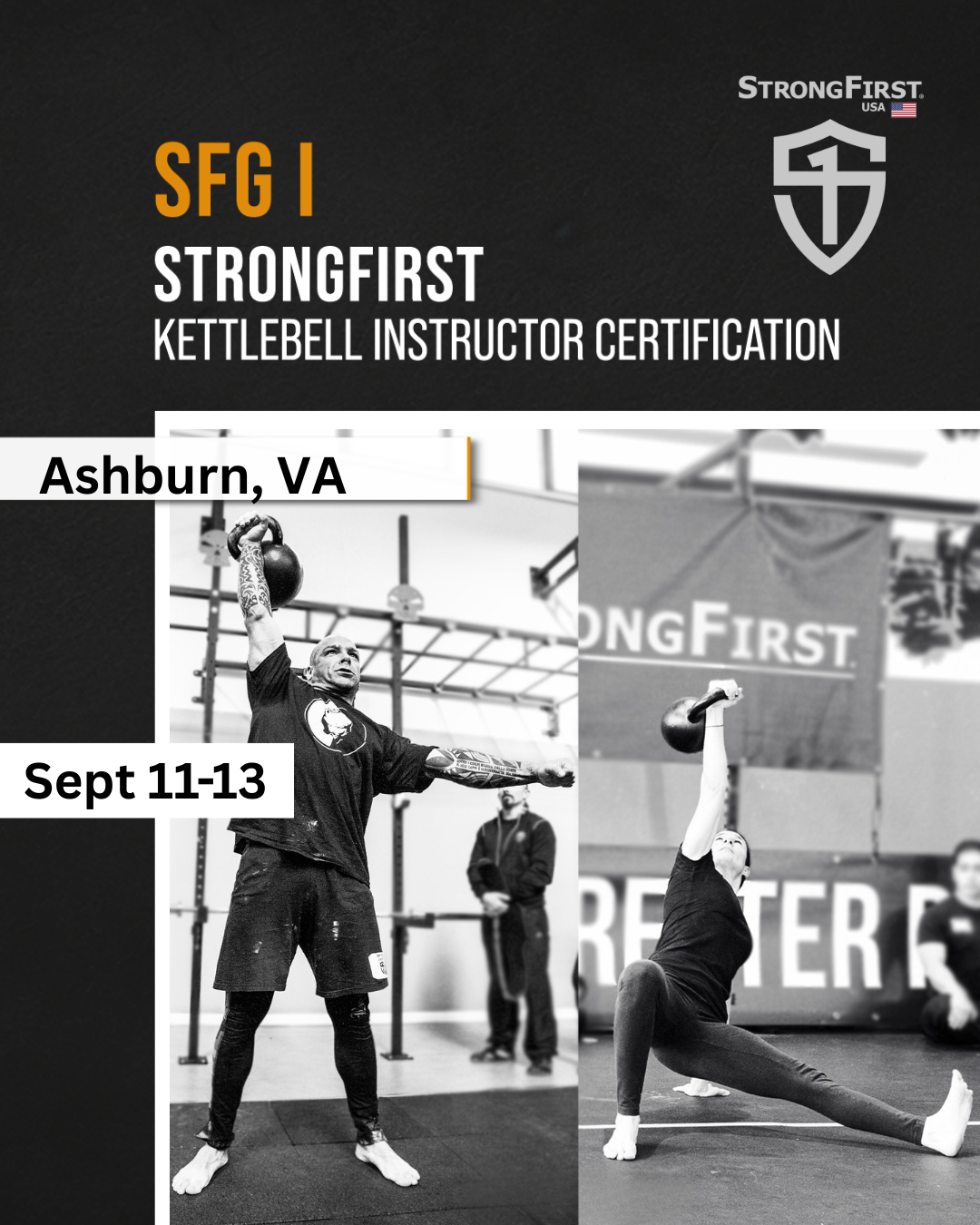 SFG I StrongFirst Kettlebell  Instructor Certification - Ashburn, VA, Sept 11-13, 2026